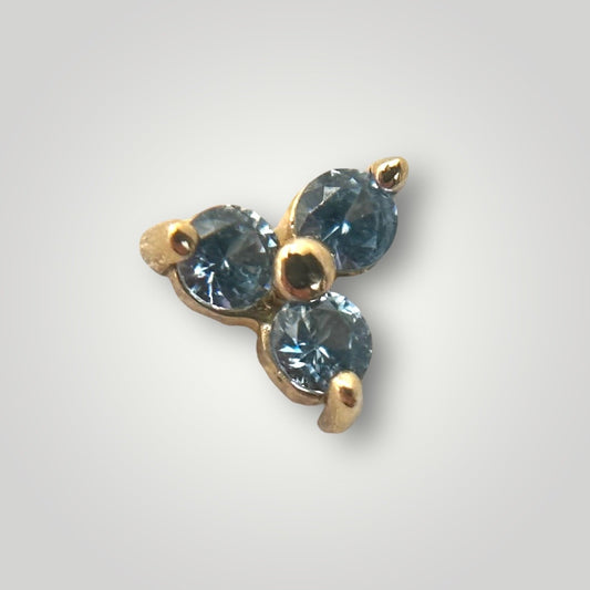 Trinity with Light Blue CZ in 14kt Yellow Gold