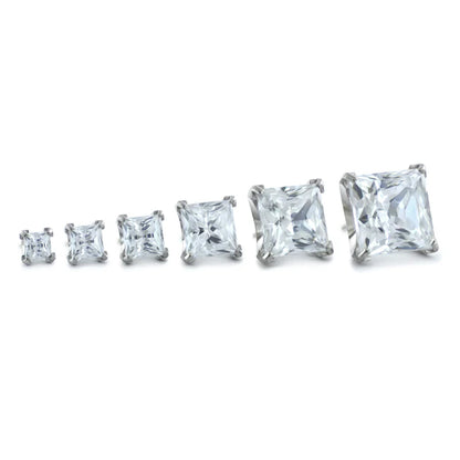 Princess/Square Prong 5mm Gem Ends - Various Colors - Titanium