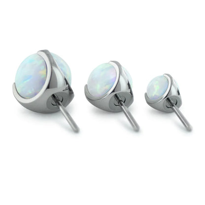 Opal Sphere (ball) in claw setting- threadless- titanium