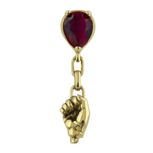 Balloon with red cz in 18kt Yellow Gold Threadless