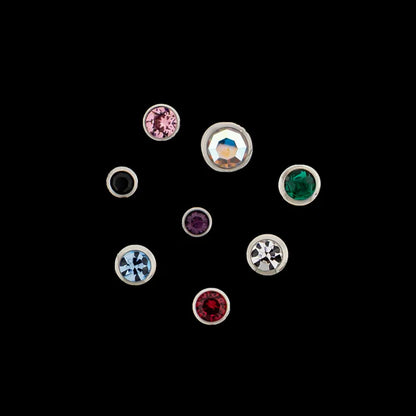 Round Bezel 2.5mm Gem Ends - Various Colors - Titanium