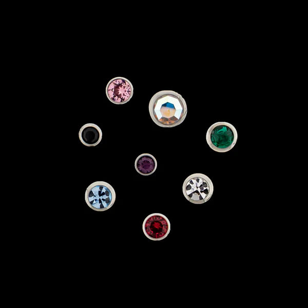 Round Bezel 3mm Gem Ends - Various Colors - Titanium