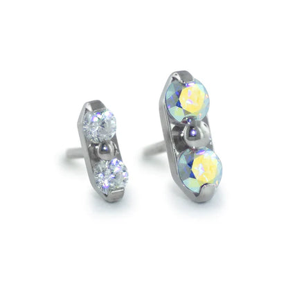 Duet Gem Ends - Various Colors - Titanium double cz