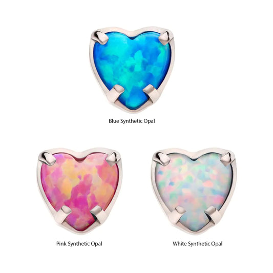 opal heart titanium bead threadless