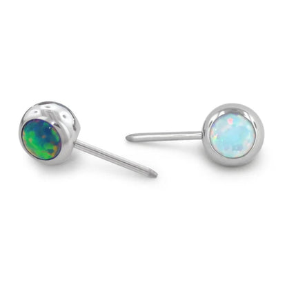 forward Round Bezel Cabochon 6 mm Gem Ends - Various Stones - Titanium threadless