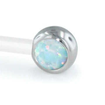 forward Round Bezel  4mm Gem & Cabochon Ends - Various Stones - Titanium threadless