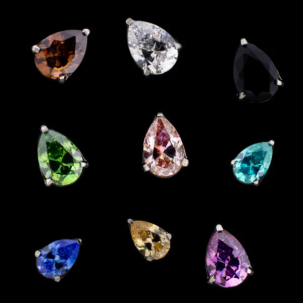 Pear Prong 7.8mm Gem Ends - Various Colors - Titanium