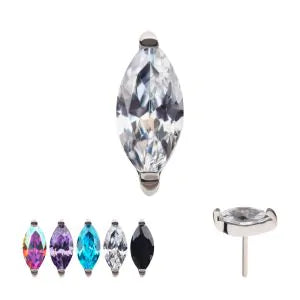 5mm Marquise Prong Gem Ends - Various Colors - Titanium