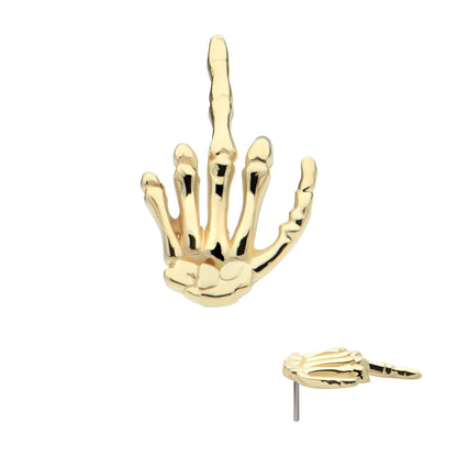 Skeleton Middle Finger 14kt yellow  Gold Threadless