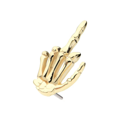 Skeleton Middle Finger 14kt yellow  Gold Threadless