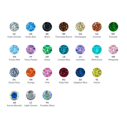 Round Prong 3mm Gem Ends - Various Colors cz - Titanium threadless