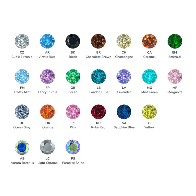 Round Prong 2mm Gem Ends - Various Colors - Titanium threadless