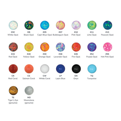 Round Bezel Cabochon Discs 2.5mm Gem Ends - Various Stones - Titanium Threadless