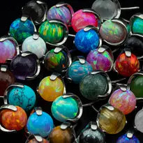 Sphere Prong Gem Ends - Various Colors - Titanium