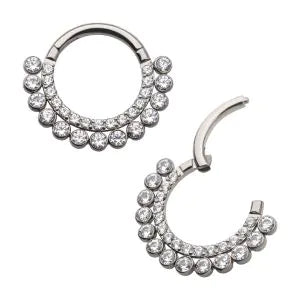 Titanium CZ Clicker double row  cz septum