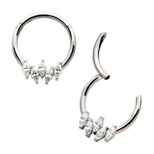 Titanium 5-Cluster Prong Set Marquise staggered clicker