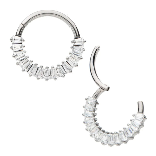 Titanium CZ Clicker Baguettes forward facing septum