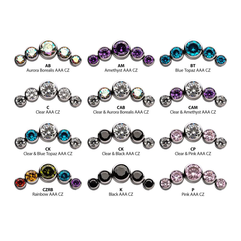 forward Round 5 Bezel Cabochon cluster Gem Ends - Various Stones - Titanium threadless